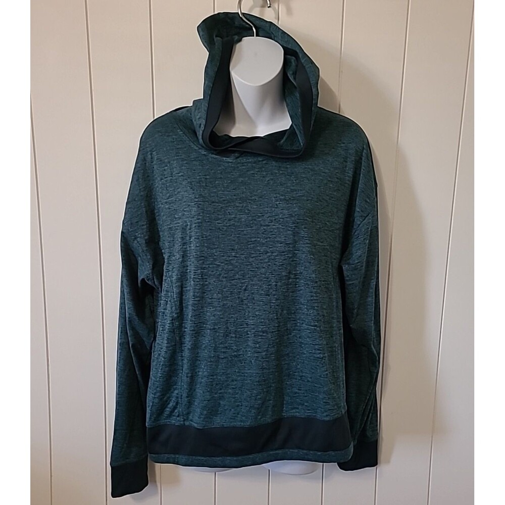 Mondetta Shirt Top Womens Size Medium Blue Hooded Performance Luxury Activewear
